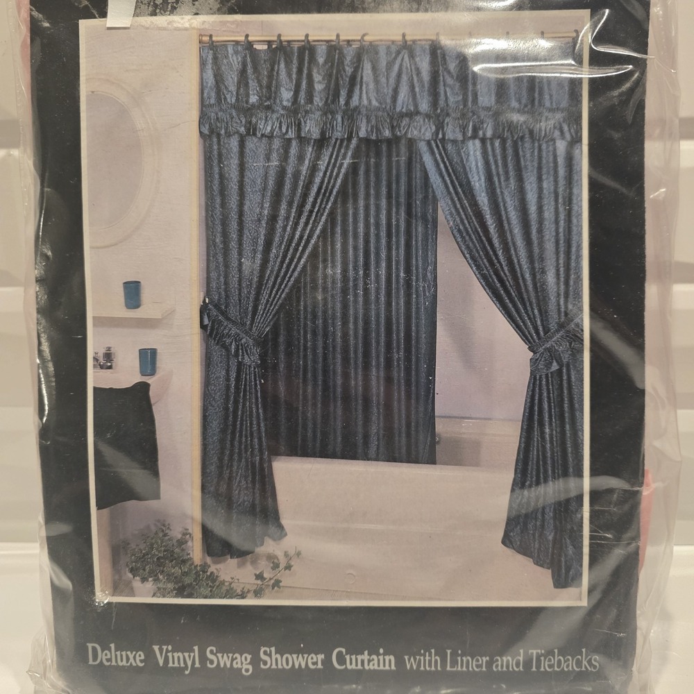 Deluxe Vinyl  Swag Curtains Shower Curtains, Vinyl Liner & Tiebacks PINK Cottage